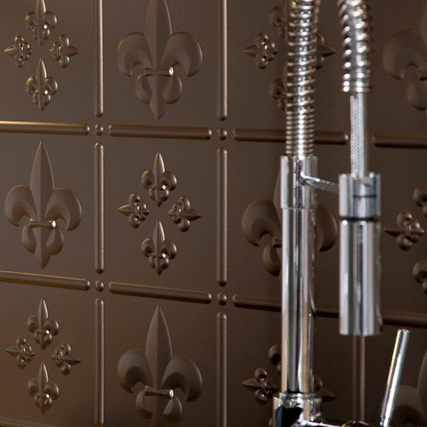 Fasade 18in x 24in Fleur-de-lis Argent Bronze Backsplash Panel 5pk