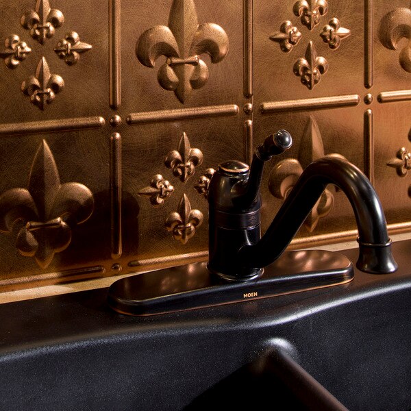 Fasade 18in x 24in Fleur-de-lis Antique Bronze Backsplash Panel 5pk
