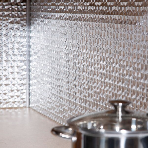 Fasade 18in x 24in Terrain Brushed Aluminum Backsplash Panel 5pk