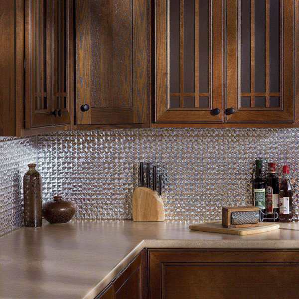 Fasade 18in x 24in Terrain Brushed Aluminum Backsplash Panel 5pk