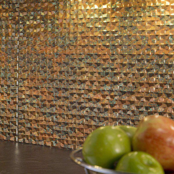 Fasade 18in x 24in Terrain Copper Fantasy Backsplash Panel 5pk