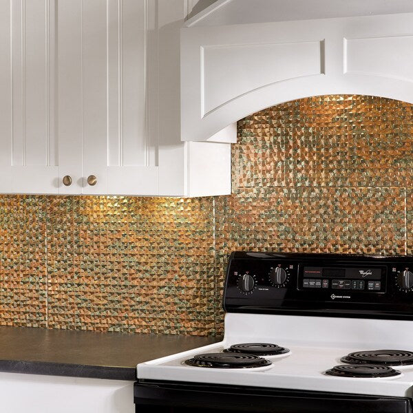 Fasade 18in x 24in Terrain Copper Fantasy Backsplash Panel 5pk