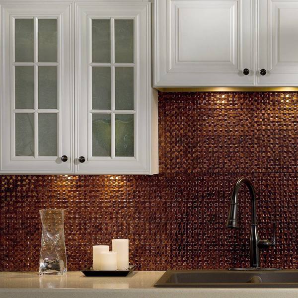 Fasade 18in x 24in Terrain Moonstone Copper Backsplash Panel 5pk