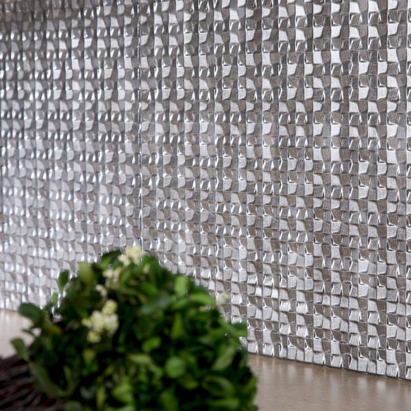 Fasade 18in x 24in Terrain Crosshatch Silver Backsplash Panel 5pk