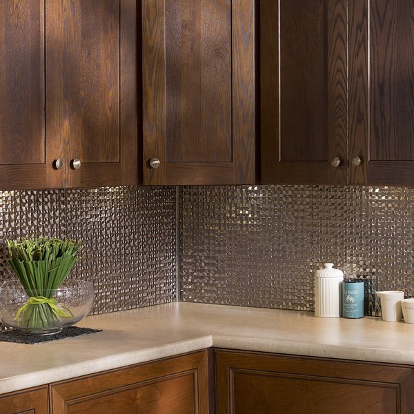 Fasade 18in x 24in Terrain Brushed Nickel Backsplash Panel 5pk