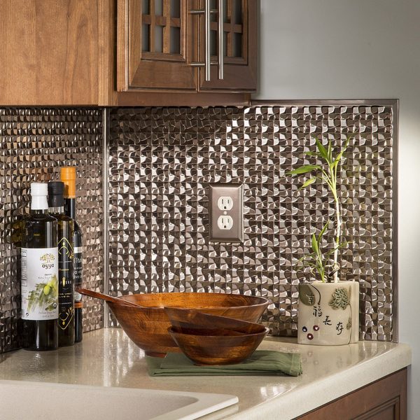 Fasade 18in x 24in Terrain Brushed Nickel Backsplash Panel 5pk