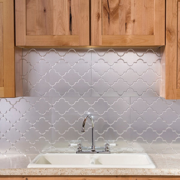 Fasade 18in x 24in Monaco Brushed Aluminum Backsplash Panel 5pk