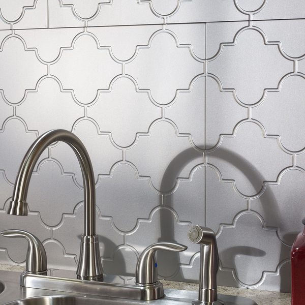 Fasade 18in x 24in Monaco Argent Silver Backsplash Panel 5pk