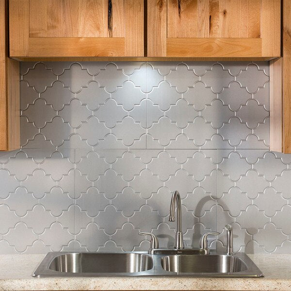 Fasade 18in x 24in Monaco Argent Silver Backsplash Panel 5pk