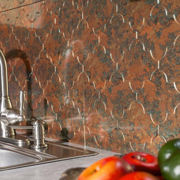 Fasade 18in x 24in Monaco Copper Fantasy Backsplash Panel 5pk