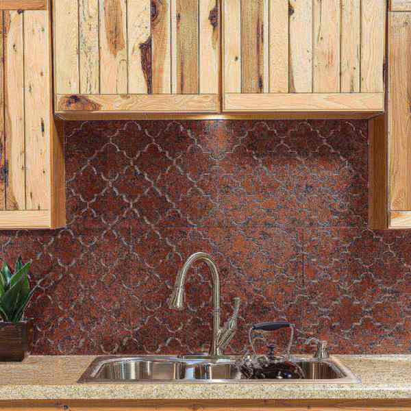 Fasade 18in x 24in Monaco Moonstone Copper Backsplash Panel 5pk