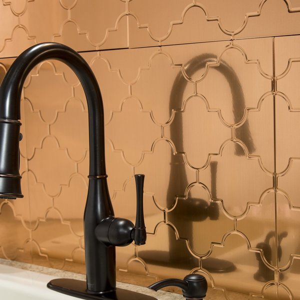 Fasade 18in x 24in Monaco Polished Copper Backsplash Panel 5pk