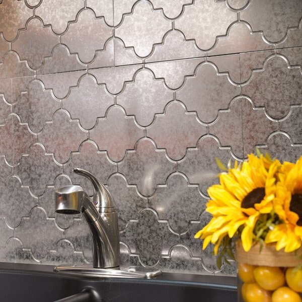Fasade 18in x 24in Monaco Galvanized Steel Backsplash Panel 5pk