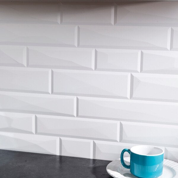 Fasade 18in x 24in Vista Matte White Backsplash Panel 5pk