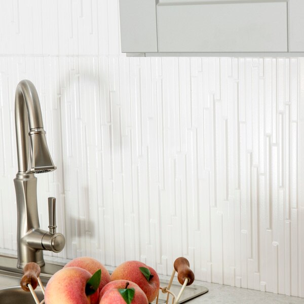 Fasade 18in x 24in Skyline Gloss White Backsplash Panel 5pk