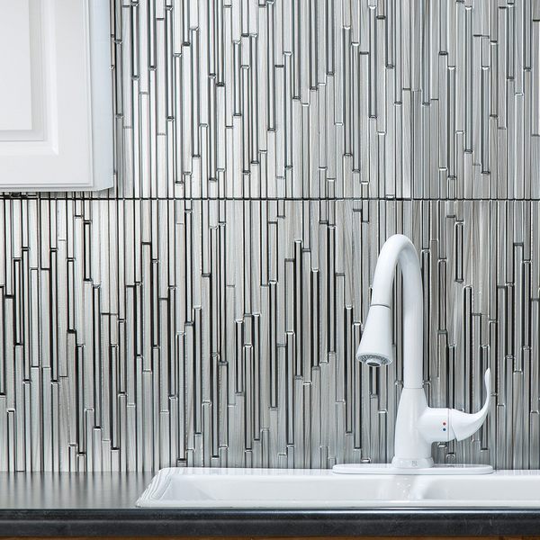 Fasade 18in x 24in Skyline Brushed Steel Backsplash Panel 5pk