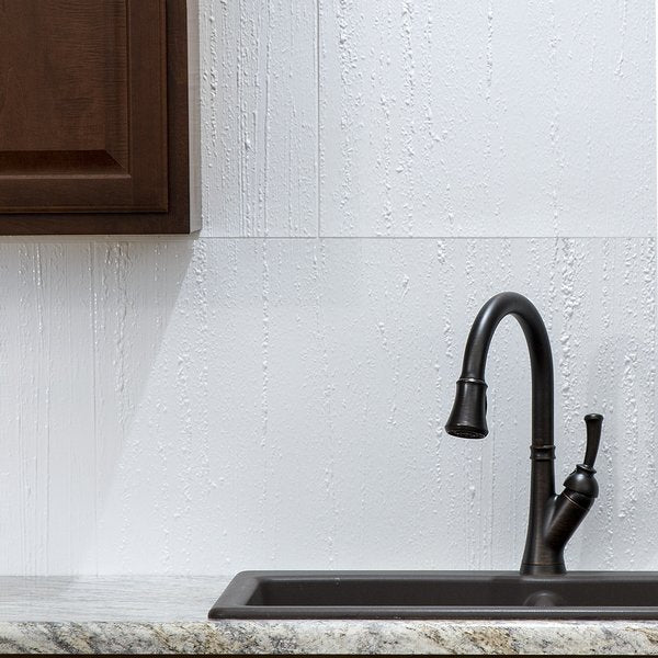 Fasade 18in x 24in Rain Gloss White Backsplash Panel 5pk