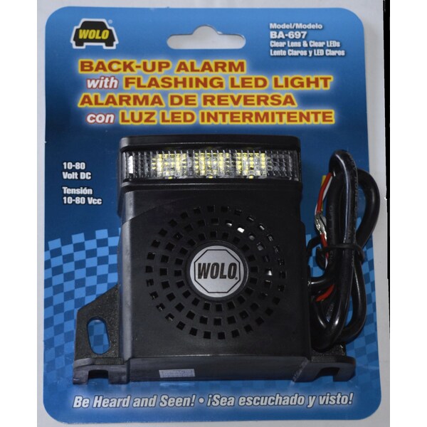 Back-Up Alarm, w/Single Flash, 1W, 97dB