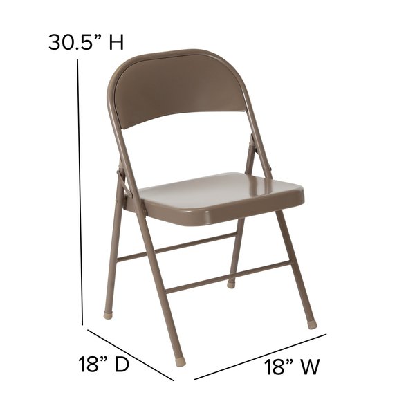 Double Braced Beige Metal Folding Chair
