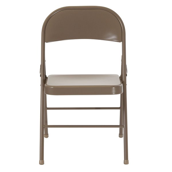 Double Braced Beige Metal Folding Chair