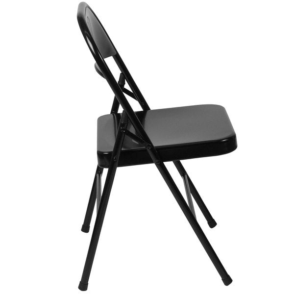 Folding Chair, Double Braced, Black Metal