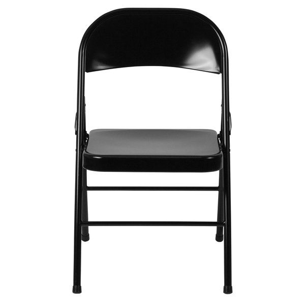 Folding Chair, Double Braced, Black Metal