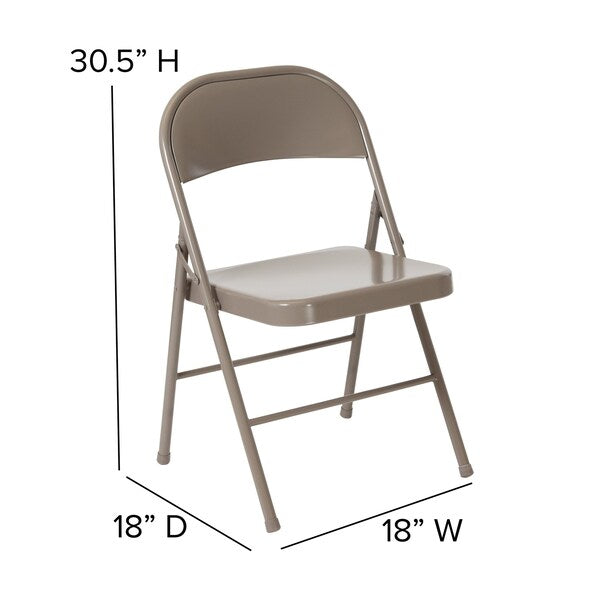Folding Chair, Gray, Metal, Double Braced