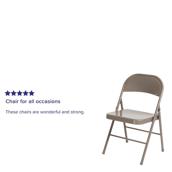 Folding Chair, Gray, Metal, Double Braced