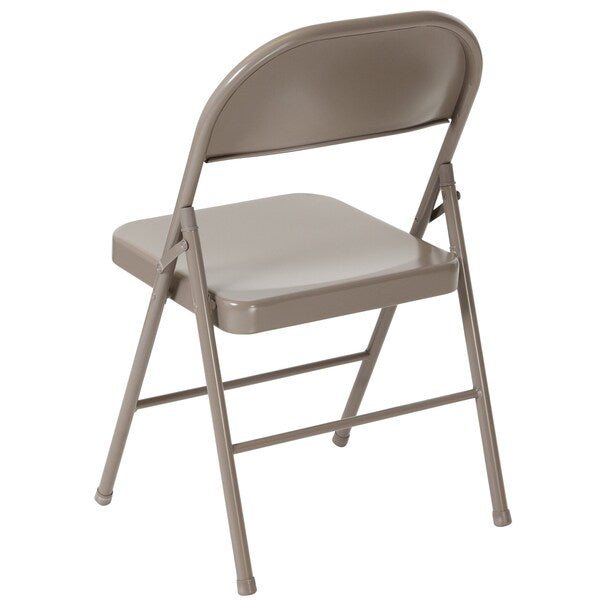 Folding Chair, Gray, Metal, Double Braced
