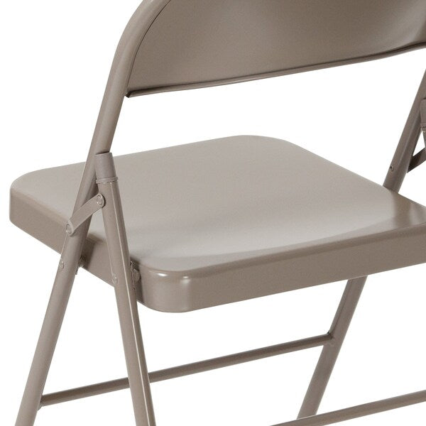 Folding Chair, Gray, Metal, Double Braced
