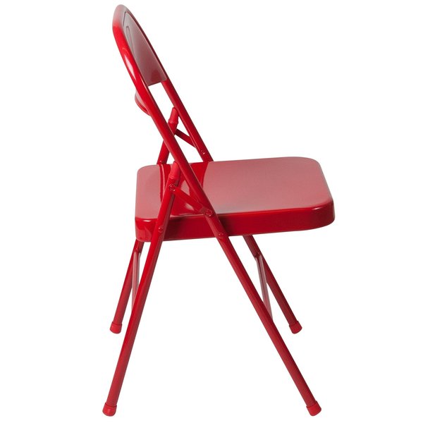 Chair, Metal Folding, Red, Double Braced
