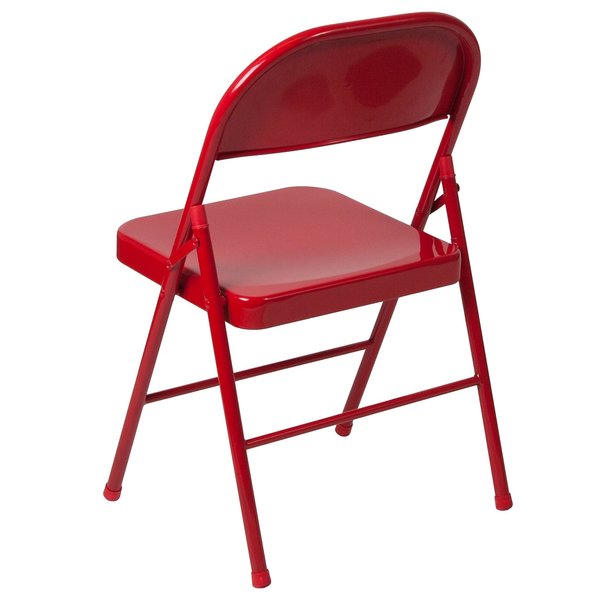 Chair, Metal Folding, Red, Double Braced