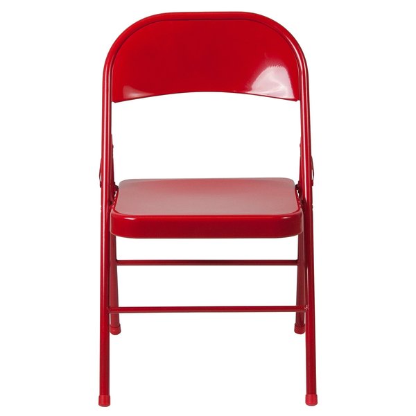 Chair, Metal Folding, Red, Double Braced
