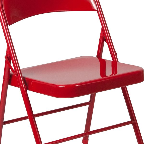 Chair, Metal Folding, Red, Double Braced