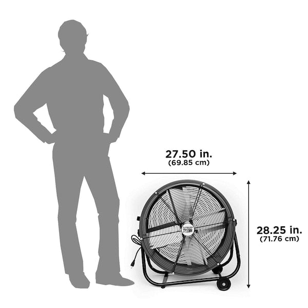 Barrel Fan, Air Mover, Air Circulator 24 in. Non-Oscillating, 120 V, 2,800 / 4,000 CFM