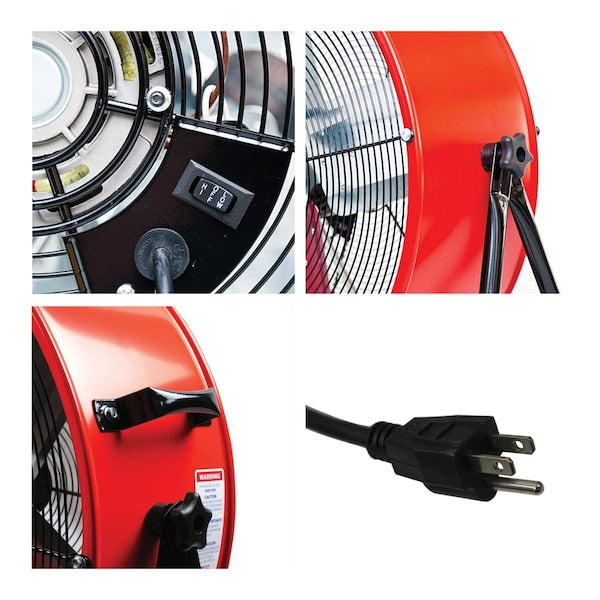 Barrel Fan, Air Mover, Air Circulator 24 in. Non-Oscillating, 120 V, 2,800 / 4,000 CFM