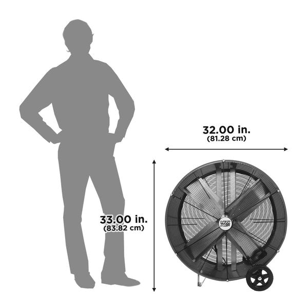 Barrel Fan, Air Mover, Air Circulator 30 in. Non-Oscillating, 120 V, 3,850 / 5,500 CFM