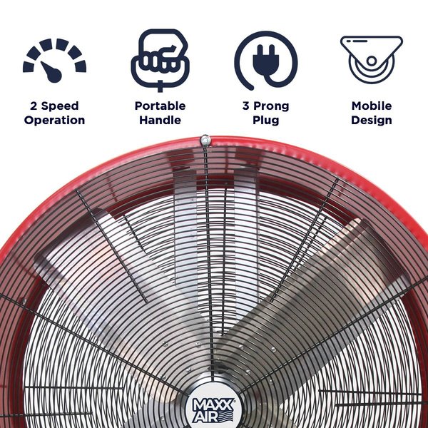 Barrel Fan, Air Mover, Air Circulator 30 in. Non-Oscillating, 120 V, 3,850 / 5,500 CFM