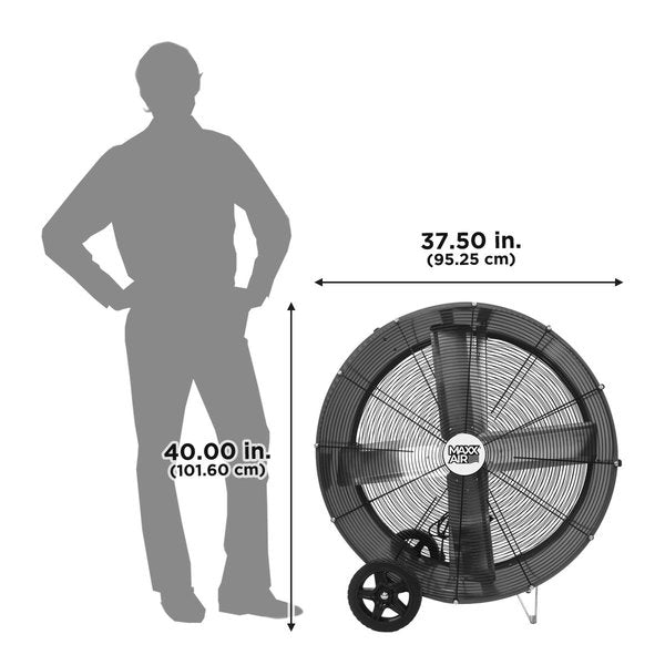 Barrel Fan, Air Mover, Air Circulator 36 in. Non-Oscillating, 120 V, 7,300 / 10,200 CFM