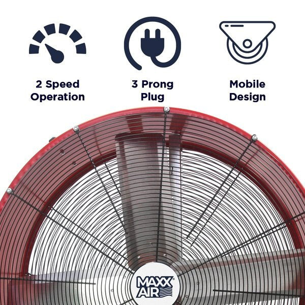 Barrel Fan, Air Mover, Air Circulator 36 in. Non-Oscillating, 120 V, 7,300 / 10,200 CFM