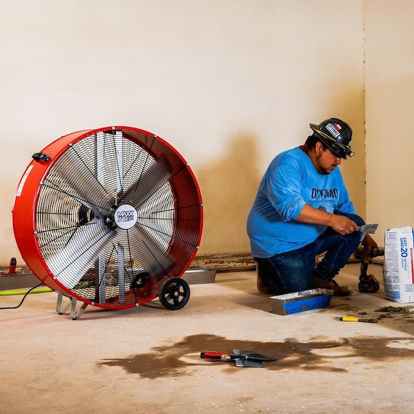 Barrel Fan, Air Mover, Air Circulator 36 in. Non-Oscillating, 120 V, 6,300 / 9,000 CFM