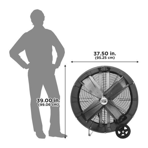 Barrel Fan, Air Mover, Air Circulator 36 in. Non-Oscillating, 120 V, 6,300 / 9,000 CFM