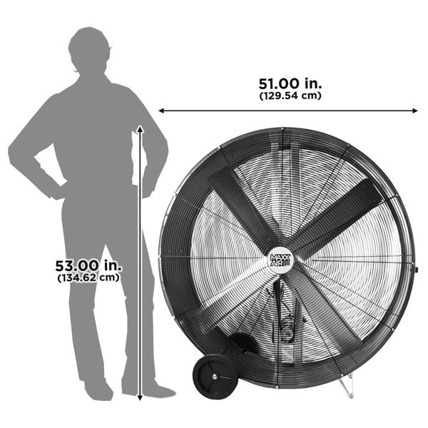 Barrel Fan, Air Mover, Air Circulator 48 in. Non-Oscillating, 120 V, 10,100 / 18,000