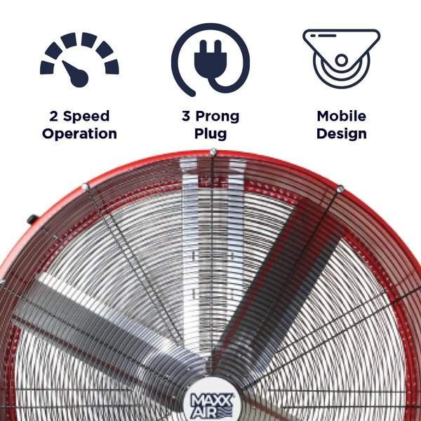Barrel Fan, Air Mover, Air Circulator 48 in. Non-Oscillating, 120 V, 10,100 / 18,000