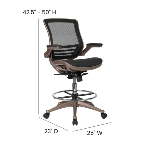 Mesh Drafting Chair, Padded Flip-up