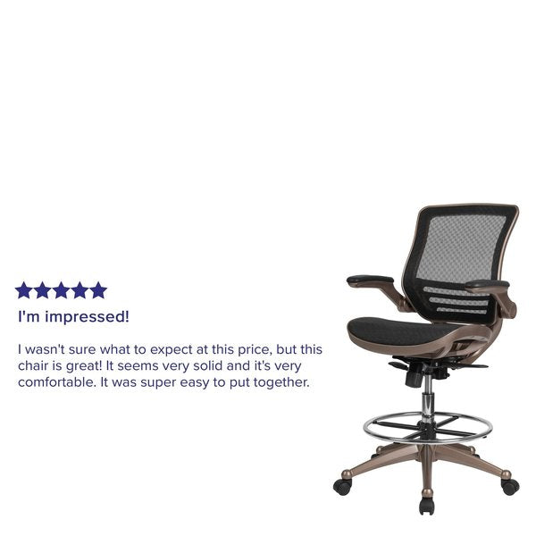 Mesh Drafting Chair, Padded Flip-up