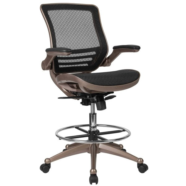 Mesh Drafting Chair, Padded Flip-up