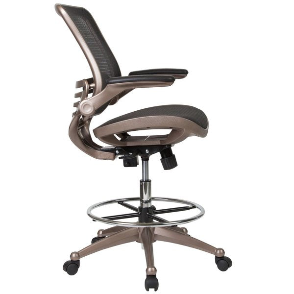 Mesh Drafting Chair, Padded Flip-up