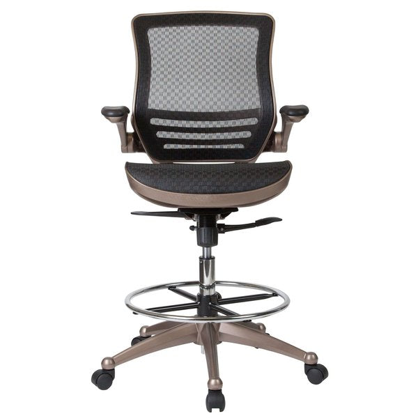 Mesh Drafting Chair, Padded Flip-up