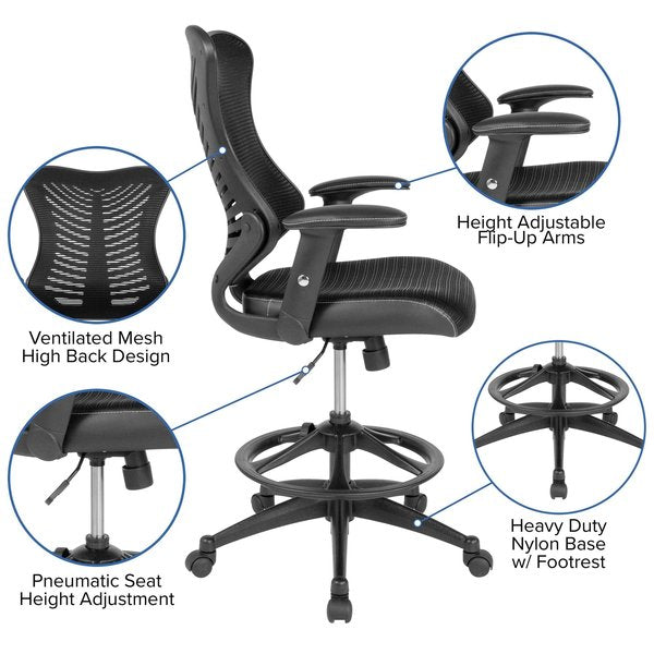 Drafting Chair, Mesh, Black